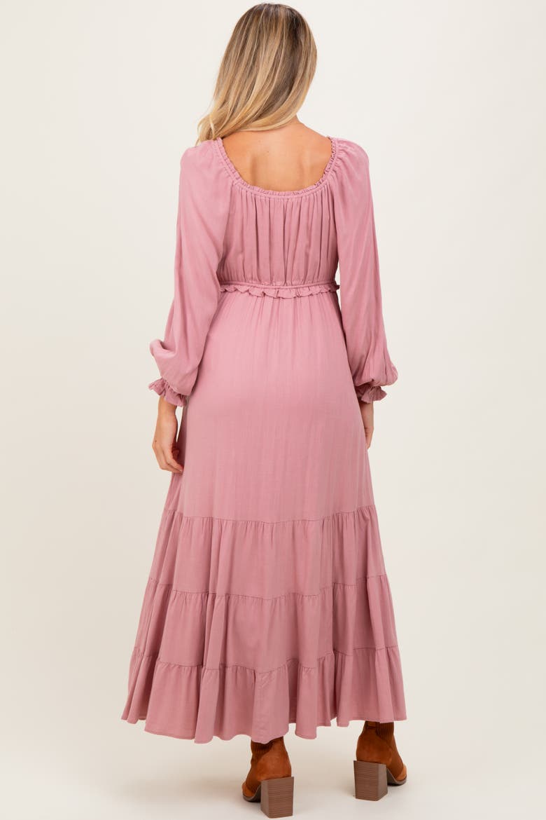 Ruffled Fit And Flare Maxi Dress, Alternate, color, Mauve