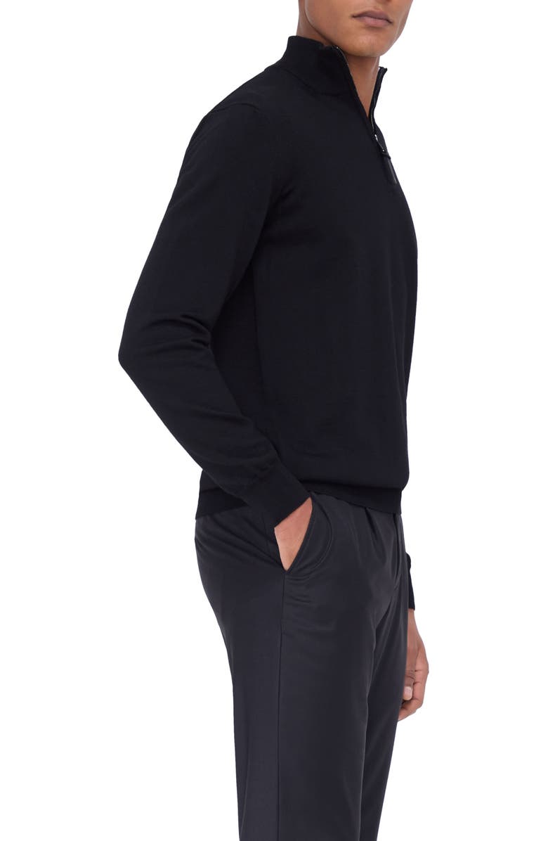 Bugatchi Merino Wool Quarter Zip Pullover, Alternate, color, Black