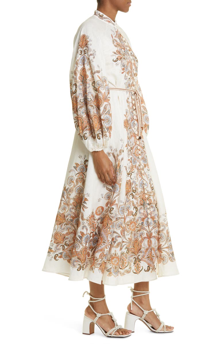 Zimmermann Devi Billow Long Sleeve Linen Dress, Alternate, color,