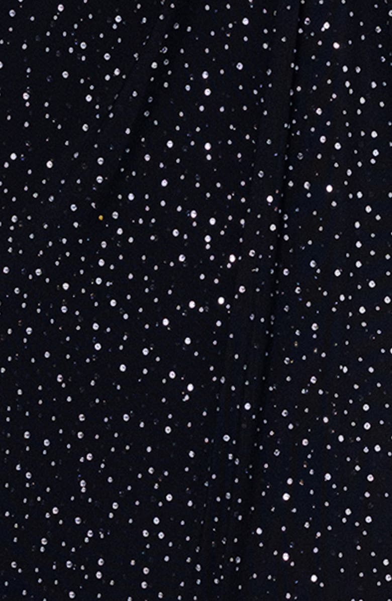 Betsy & Adam Rhinestone Long Sleeve Stretch Gown, Alternate, color, Black/Silver