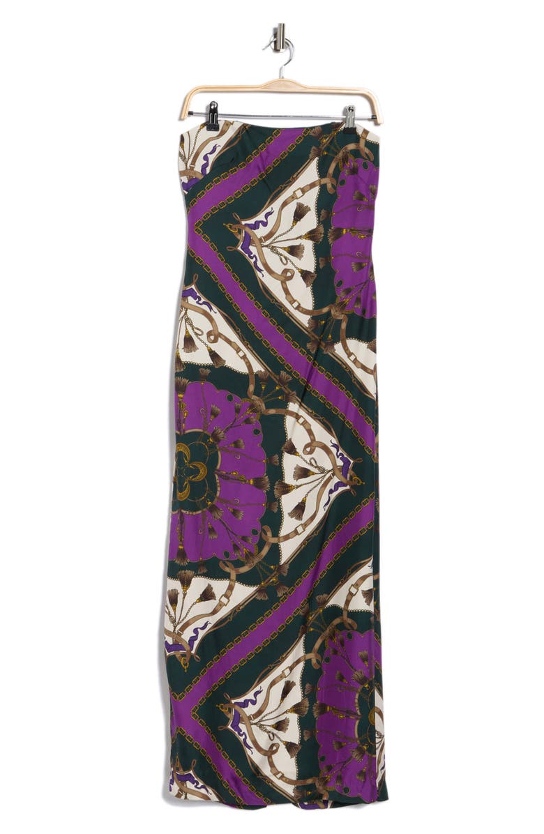 Veronica Beard Flora Strapless Silk Blend Body-Con Dress, Alternate, color, Pine Multi