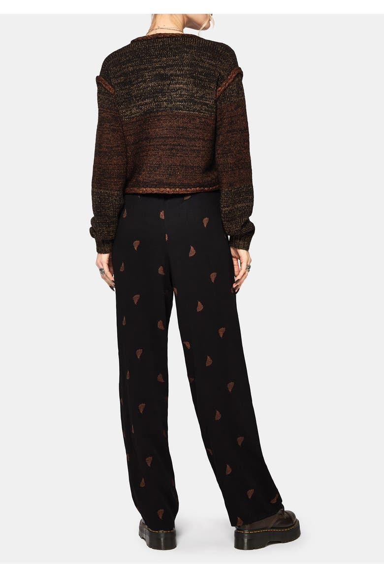 Ruin Fern Embroidered Wide Leg Trouser, Alternate, color, Black