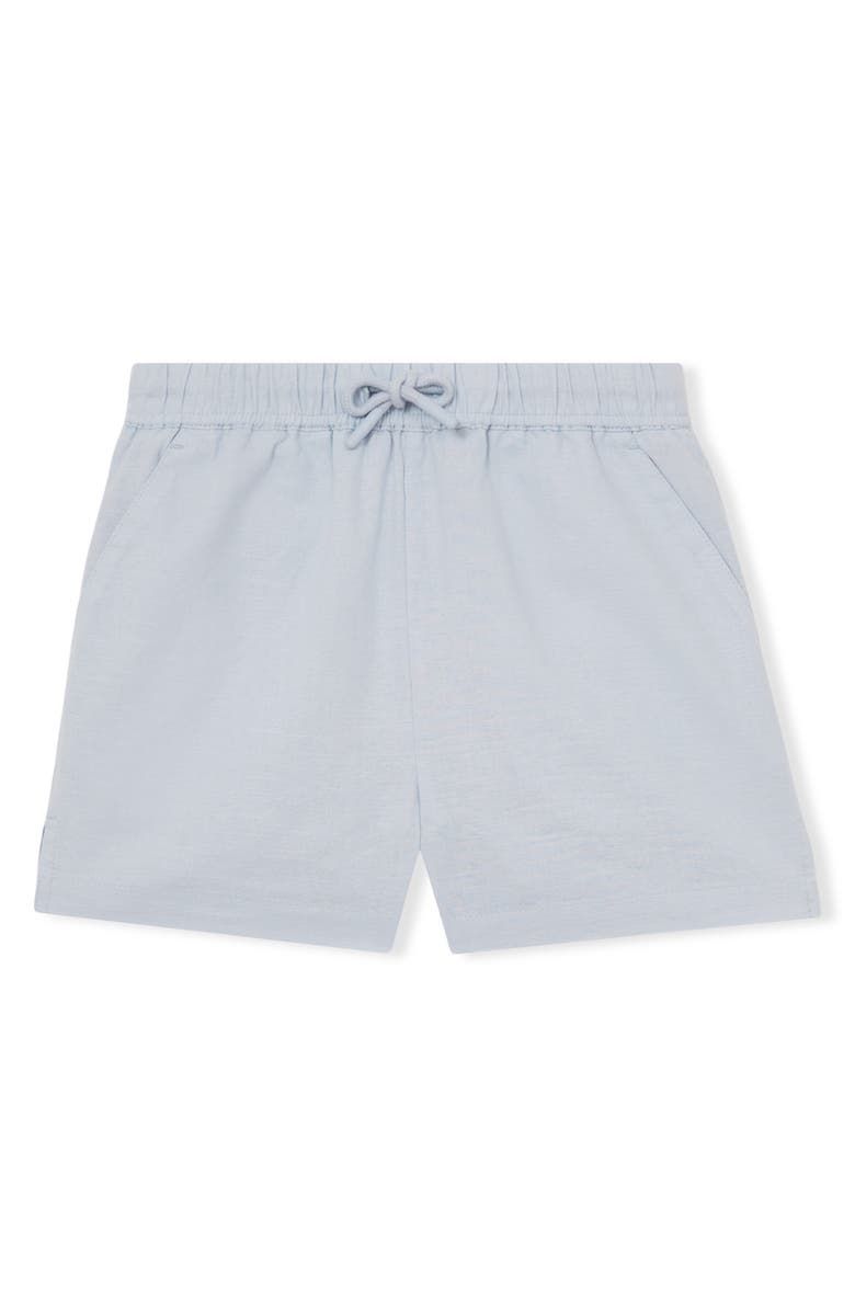 Reiss Kids' Cleo Slub Cotton & Linen Drawstring Shorts, Main, color, Soft Blue