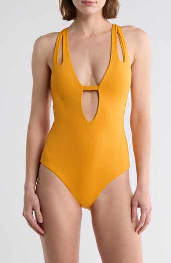 Becca Deep V-Neck Teardrop One-Piece Swimsuit