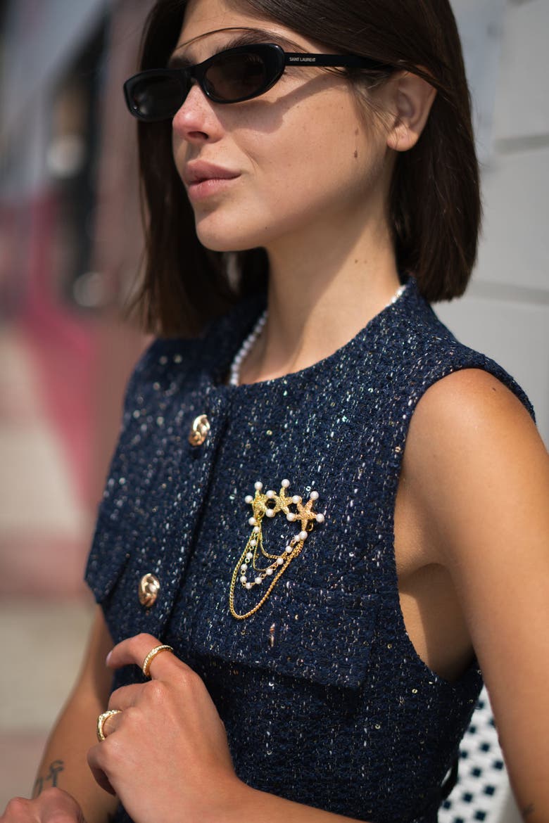 Lila Starfish Waterfall Brooch, Alternate, color, Gold