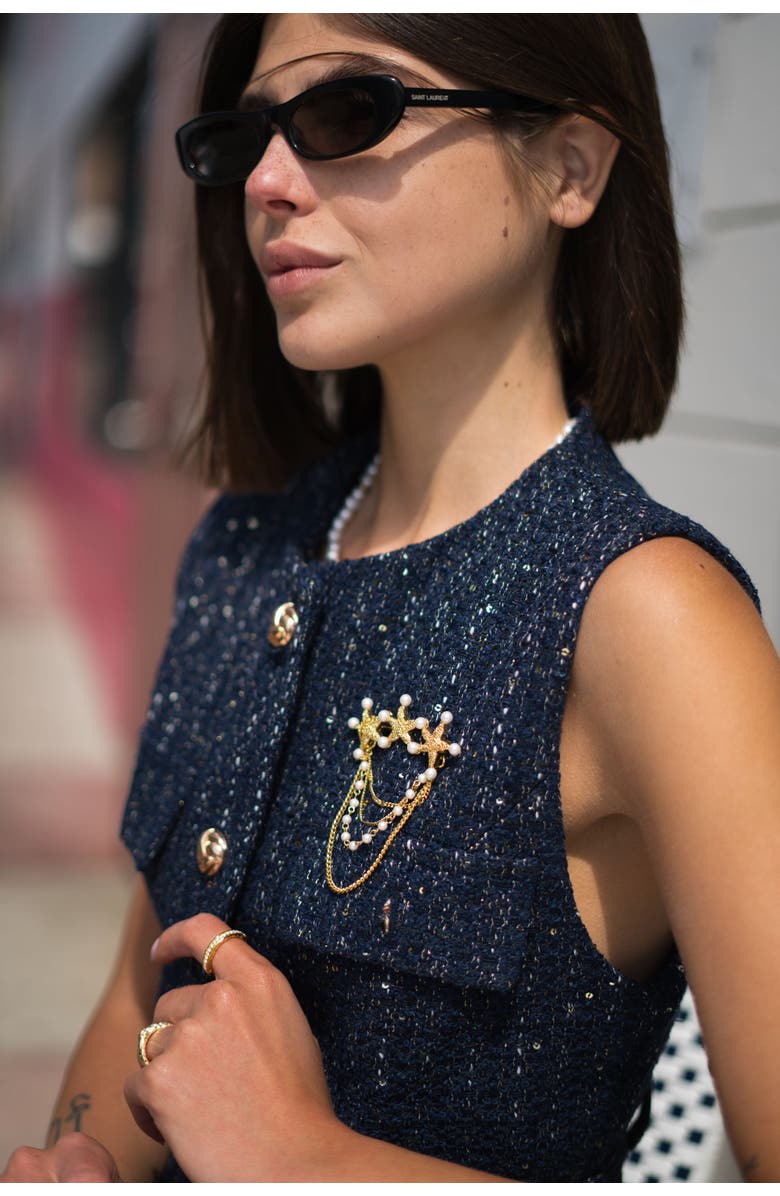 Classicharms Lila Starfish Waterfall Brooch, Alternate, color, Gold