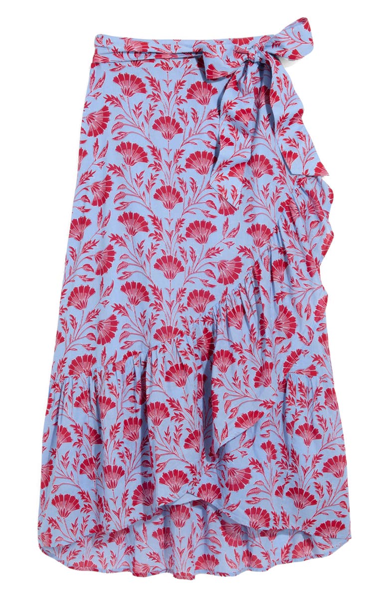 vineyard vines Floral Ruffle Detail High-Low Cotton Skirt, Alternate, color, Harper Floral