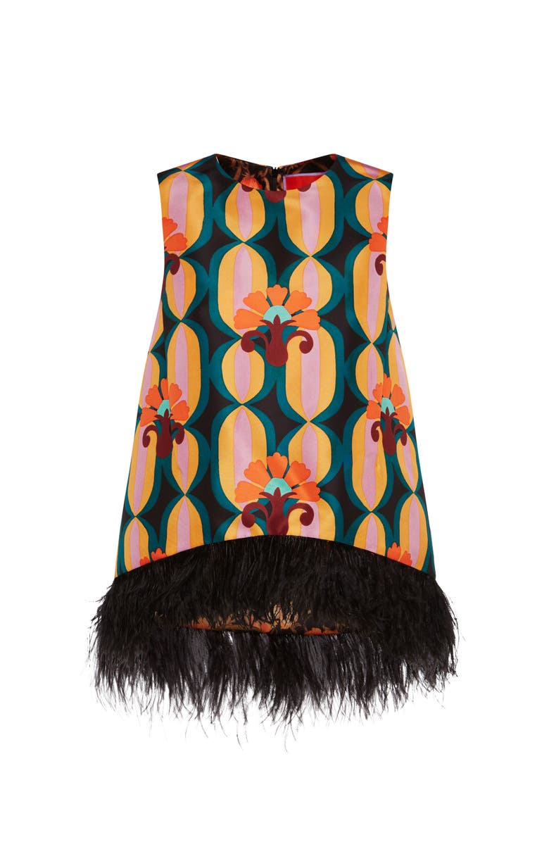 La DoubleJ La Scala Top With Feathers Arcturus Blue Petrol, Alternate, color,