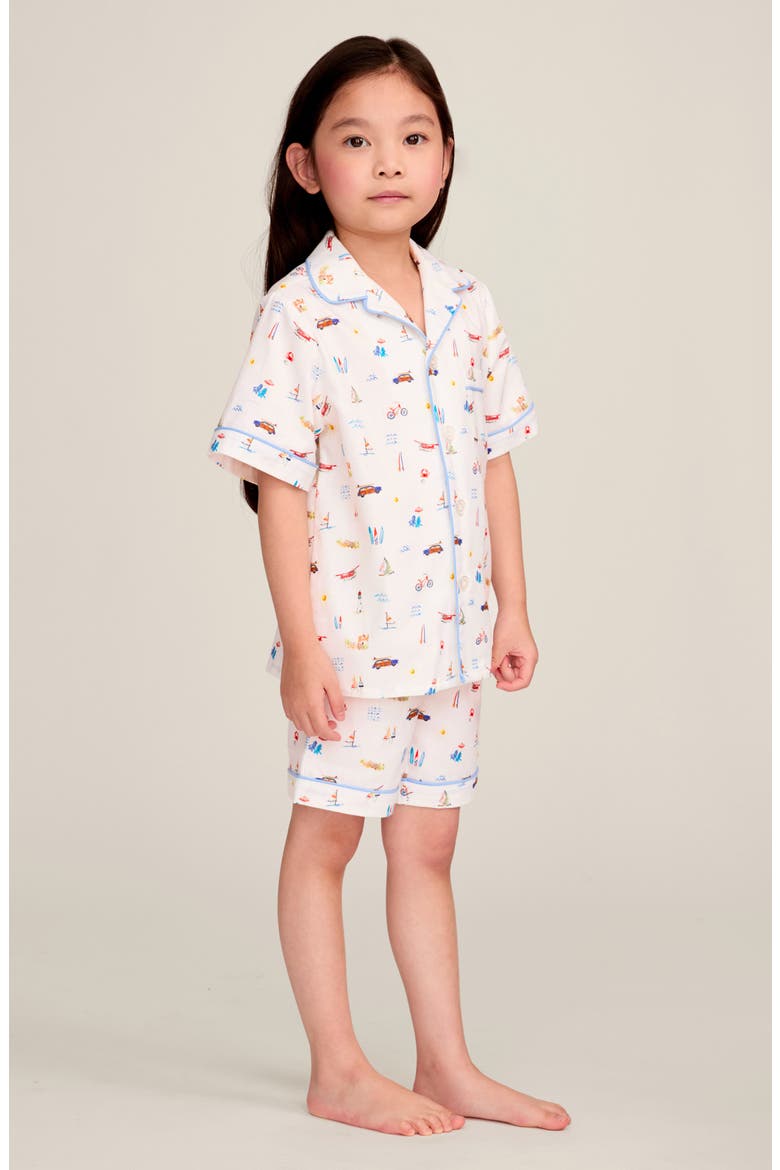 Summer Nostalgia Cotton Blend Shorts Pajamas, Alternate, color, WHITE