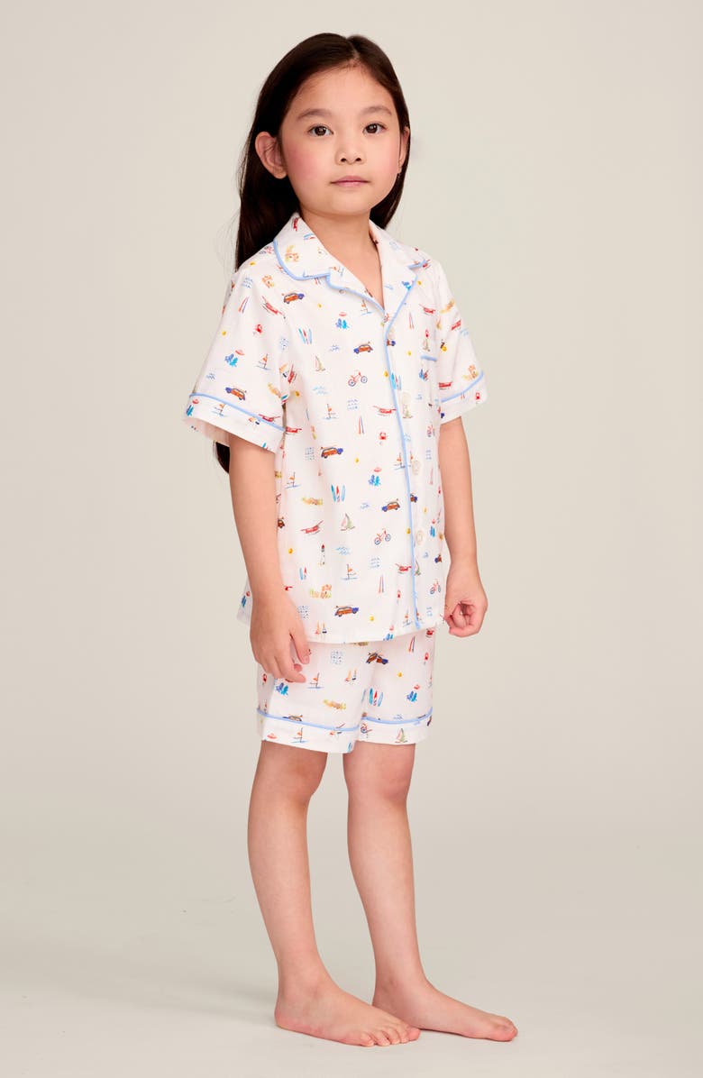 Petite Plume Kids' Summer Nostalgia Cotton Blend Pajama Shorts Set, Alternate, color, White