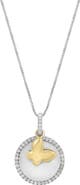 EFFY Two-Tone Diamond Butterfly Charm Pendant Necklace