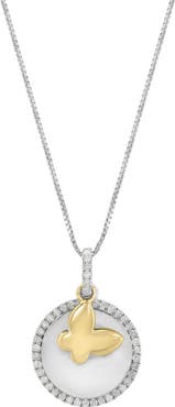 EFFY Two-Tone Diamond Butterfly Charm Pendant Necklace