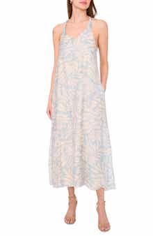 Halogen® Botanical Print Sleeveless Midi Dress