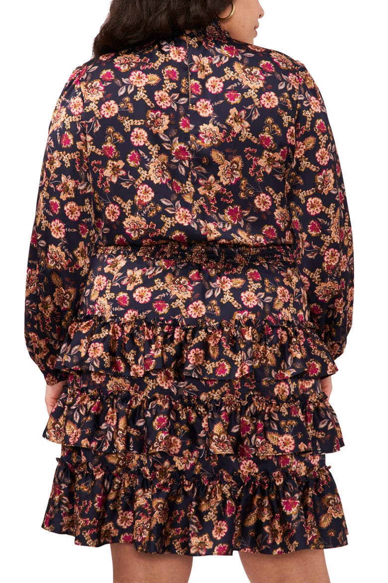 Floral Print Long Sleeve Minidress, Alternate, color, WOODBLOCKFLORAL