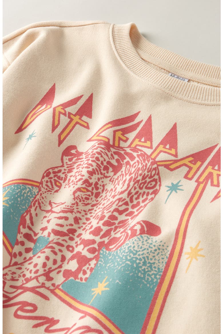 Kids' Graphic Raw Hem Crop Crewneck Sweatshirt, Alternate, color, BEIGE BLUSH DEF LEPPARD