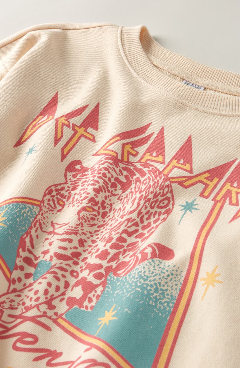 Treasure & Bond Kids' Graphic Raw Hem Crop Crewneck Sweatshirt, Alternate, color, Beige Blush Def Leppard