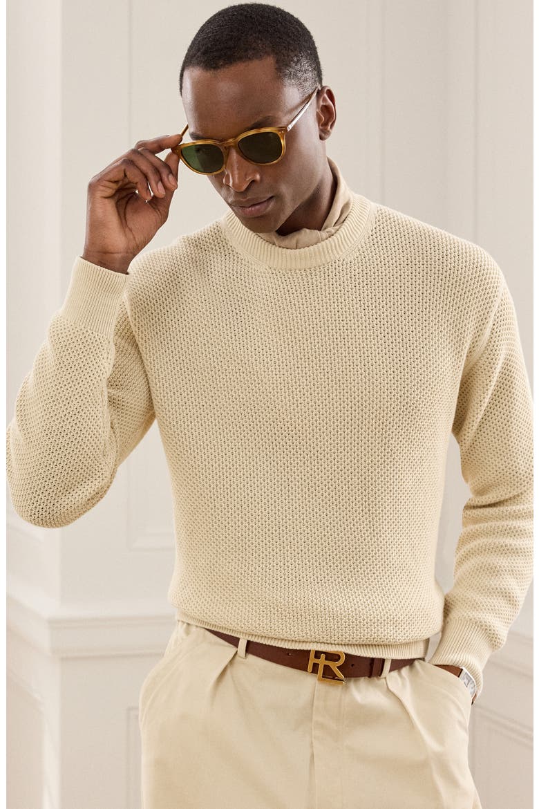 Honeycomb Stitch Cotton Sweater, Alternate, color, LIMESTONE