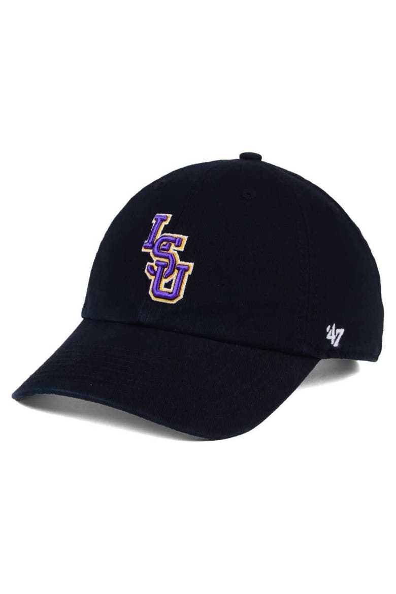 Men's '47 Black LSU Tigers Clean Up Adjustable Hat, Main, color, Black