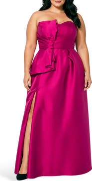 Oleg Cassini Bow Strapless Mikado Gown