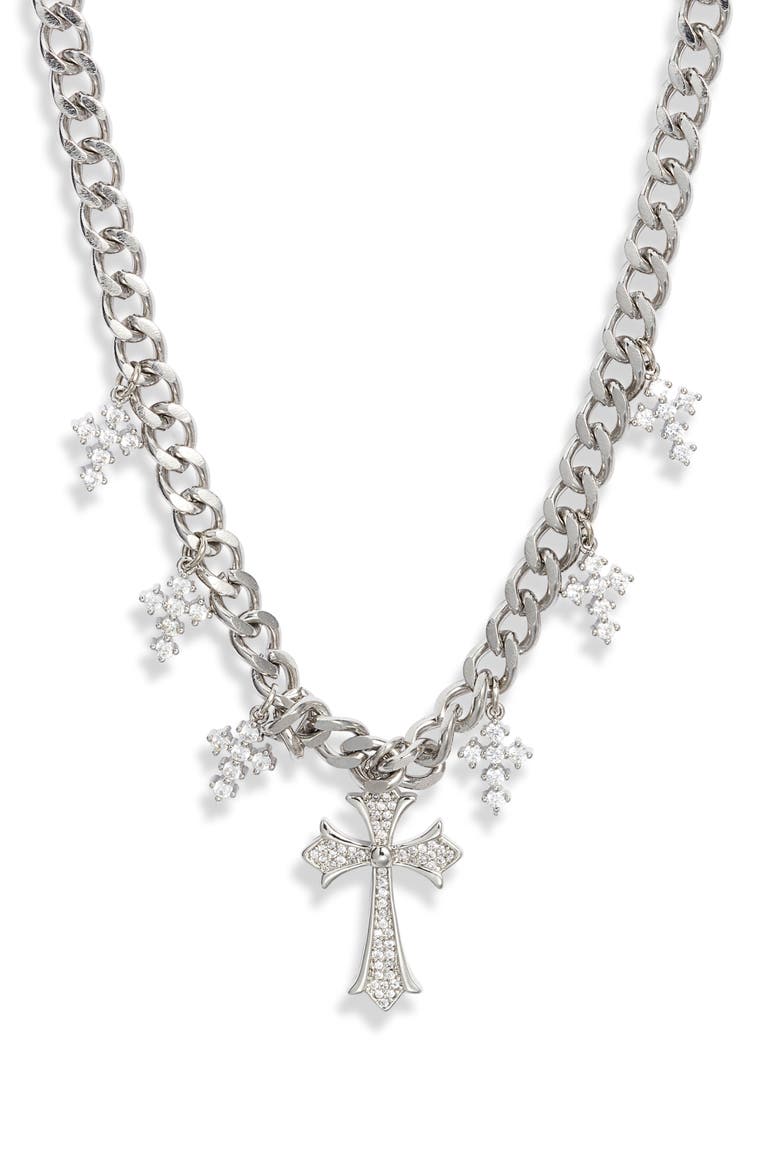 Cross Royalty Necklace, Main, color, SILVER
