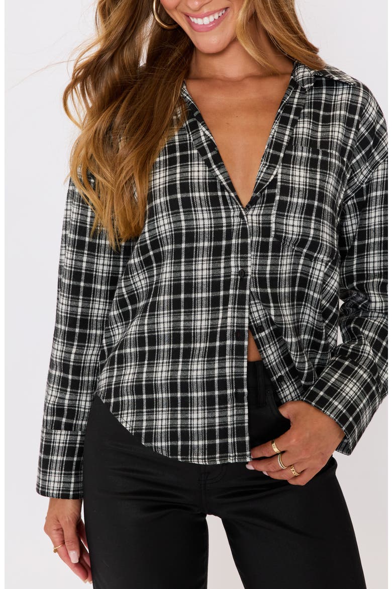 Brooklyn Plaid Button-Up Shirt, Alternate, color, BLACK PLAID
