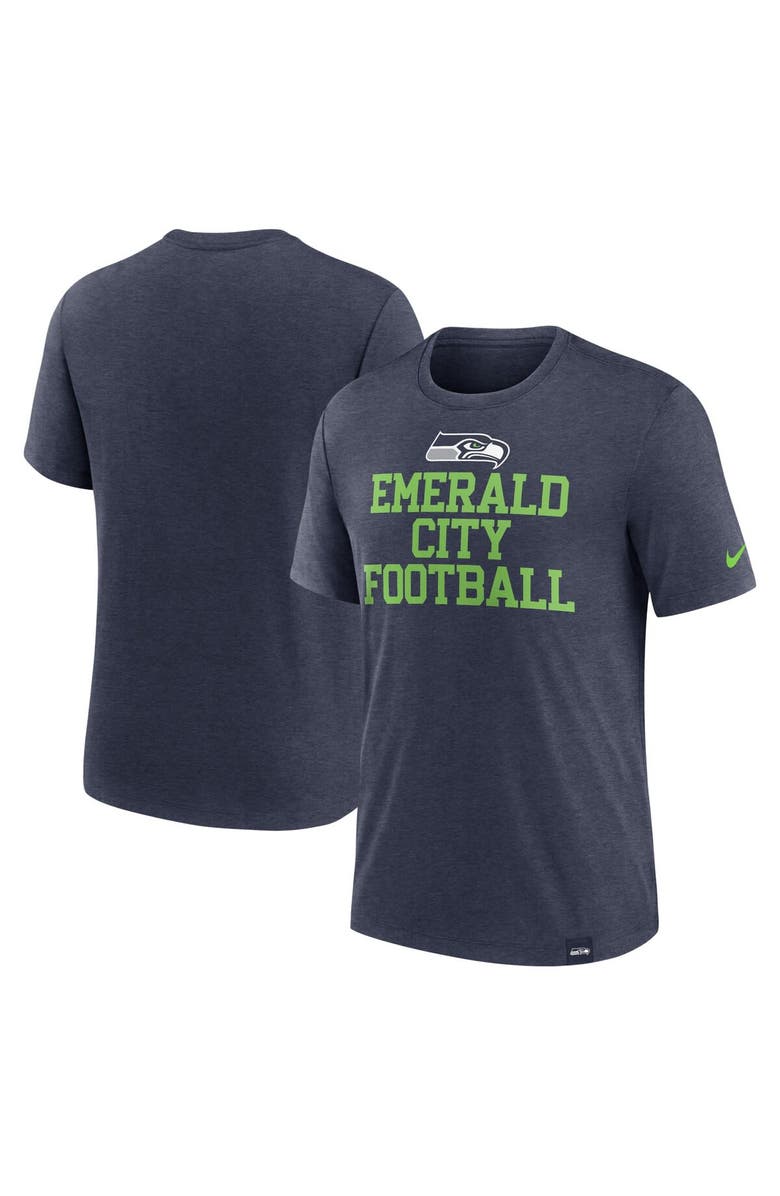 Nike Men's Nike Heather College Navy Seattle Seahawks Blitz Tri-Blend T-Shirt, Alternate, color, Heather Navy