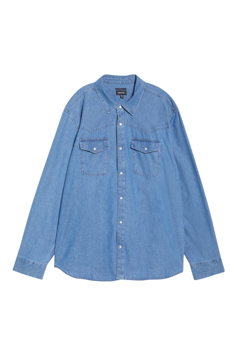 Waylon Denim Snap-Up Western Shirt, Alternate, color, MED WASH CHAMBREY