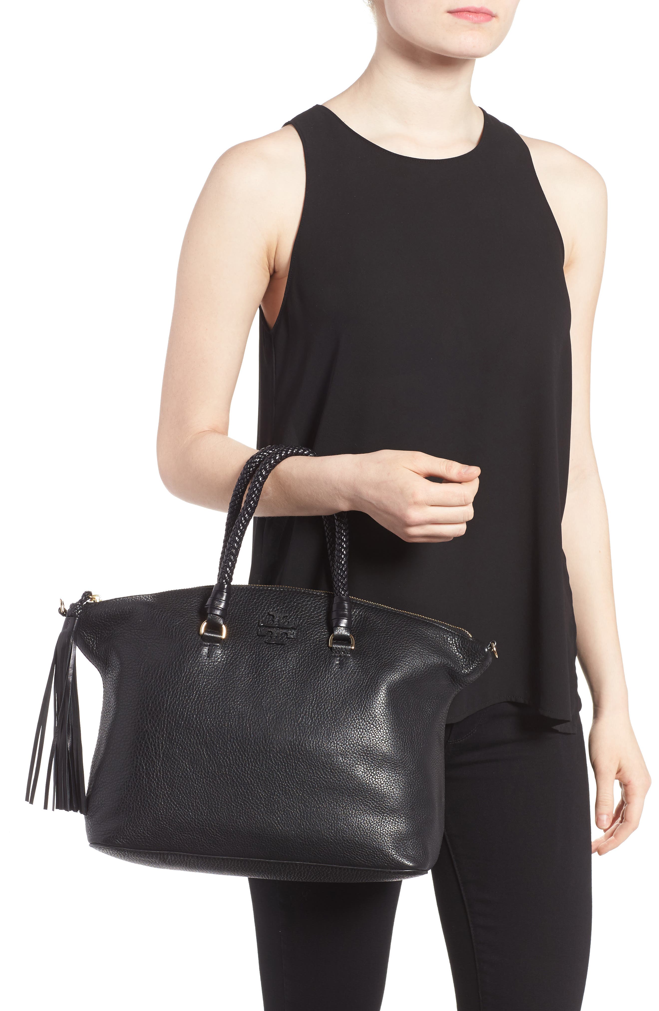 Tory Burch Taylor Leather Satchel, Alternate, color, 