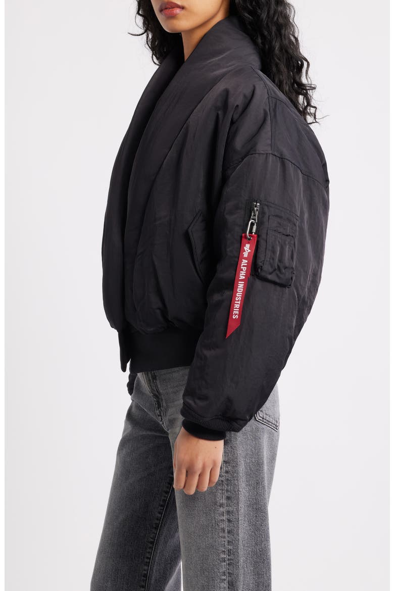 Shawl Collar Down Flight Jacket, Alternate, color, BLACK