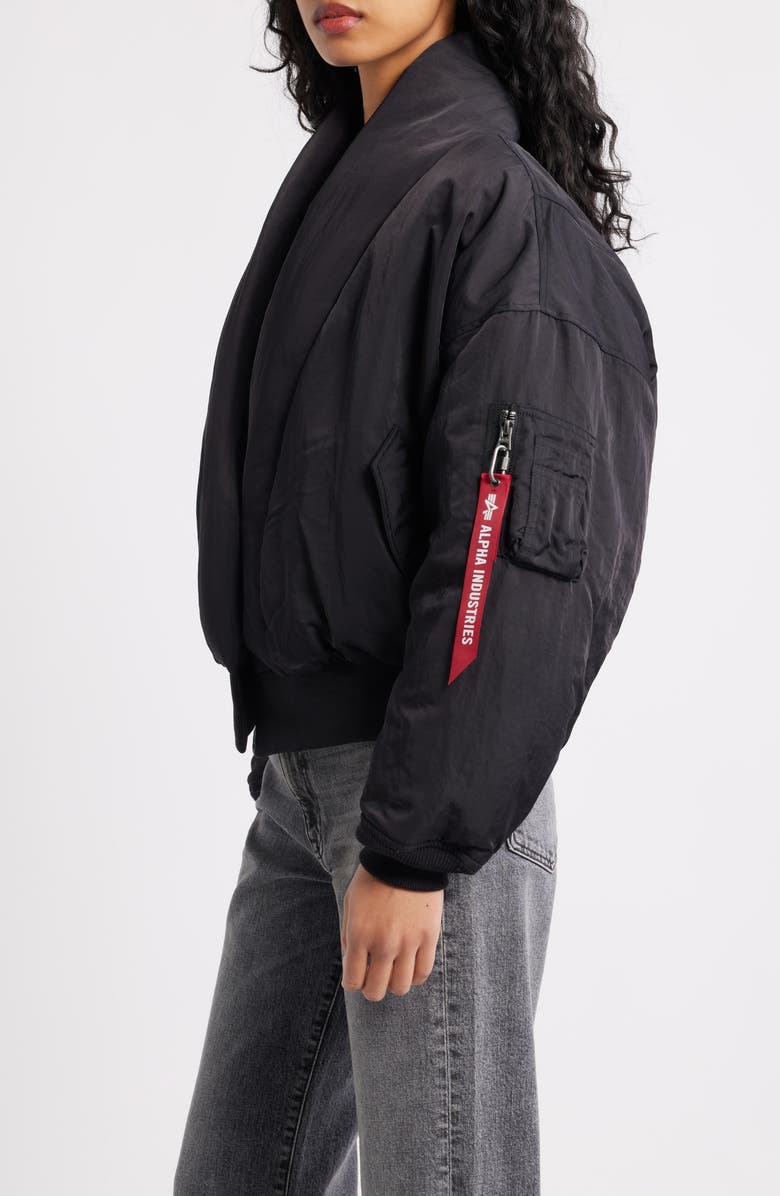 Alpha Industries Shawl Collar Down Flight Jacket, Alternate, color, Black