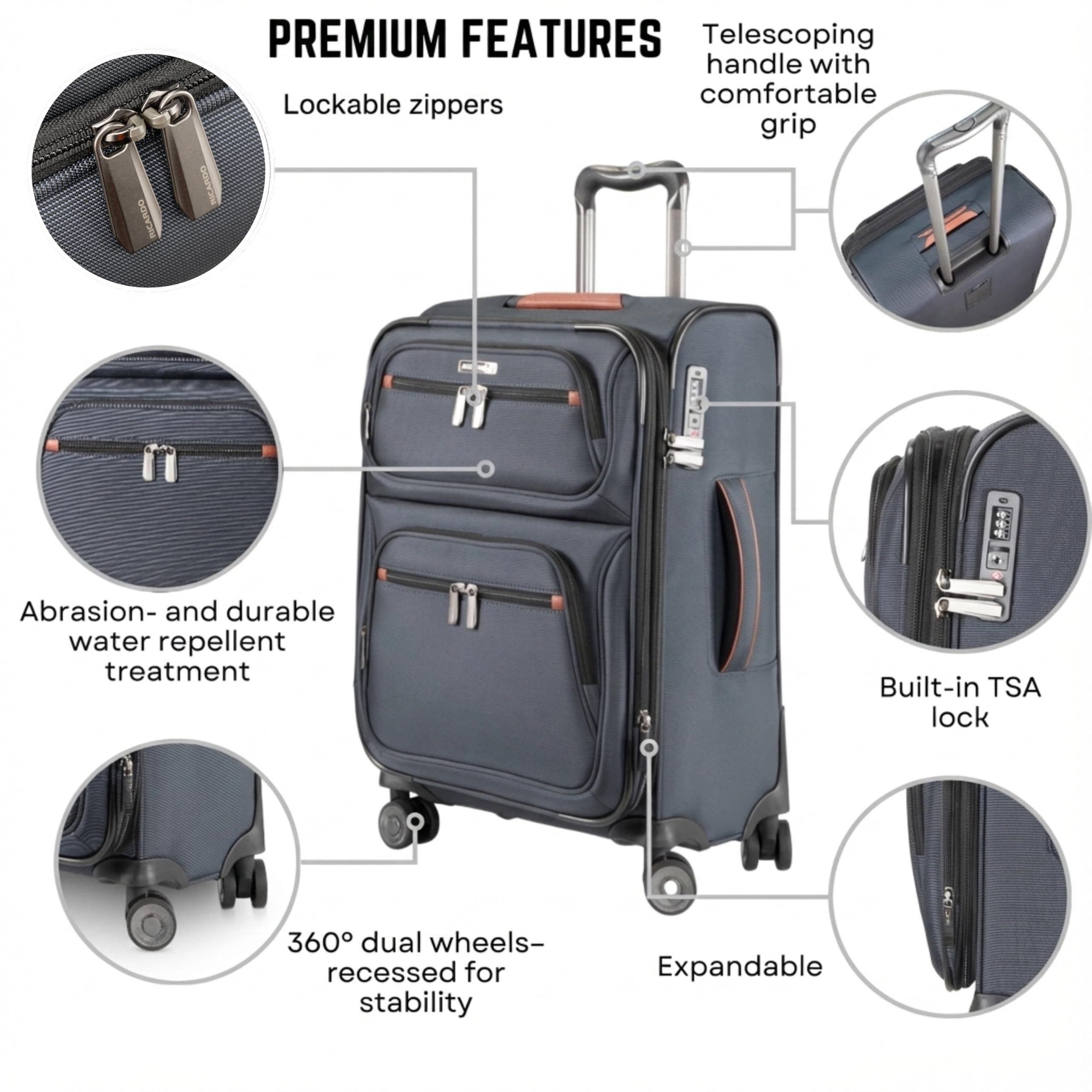 Ricardo Beverly Hills Montecito 3.0 Softside Expandable Luggage, 21" Carry-on, Alternate, color, Graphite