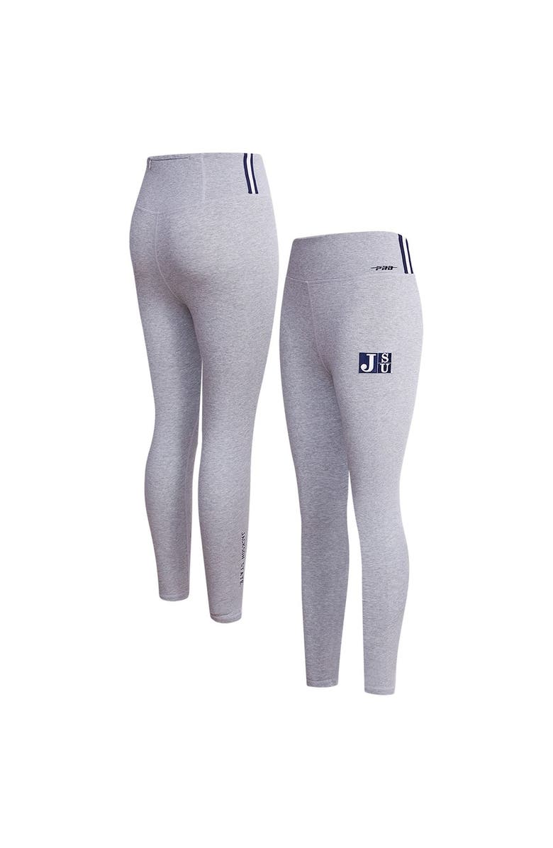 Post Women's Pro Standard Heather Gray Jackson State Tigers Classic 3-Hit Jersey Leggings, Main, color, Heather Gray