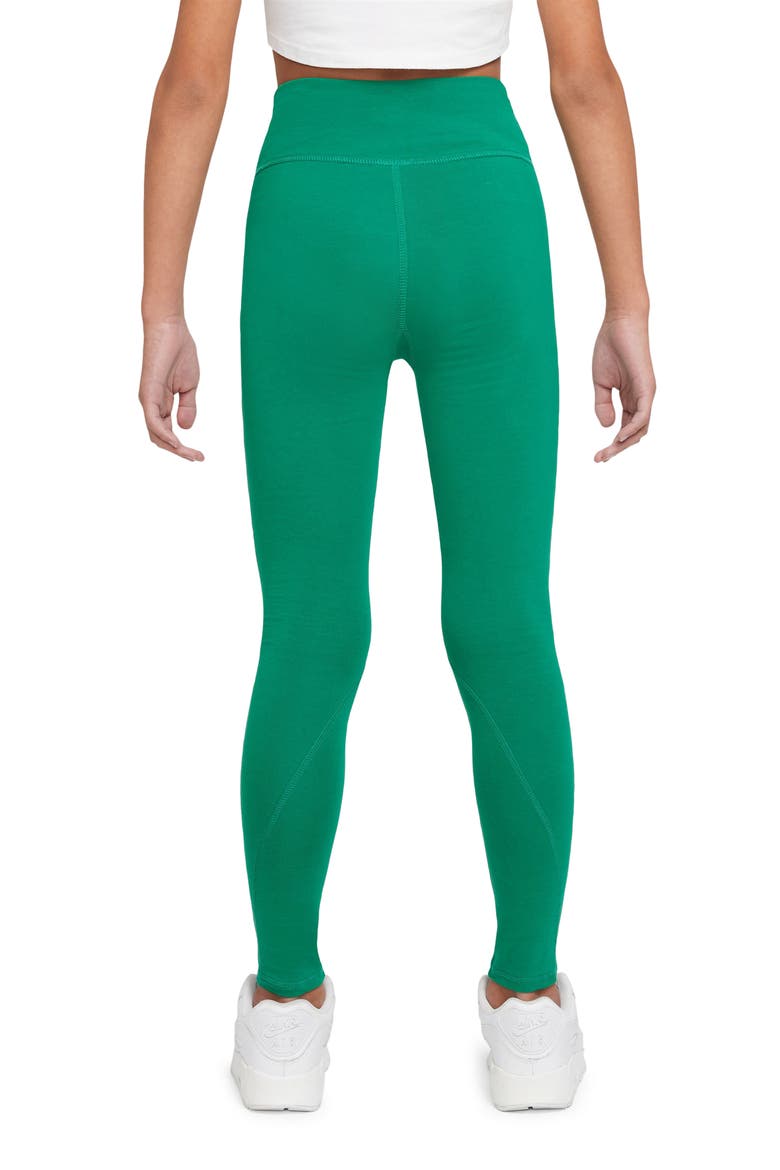 Kids' High Waist Leggings, Alternate, color, MALACHITE/ WHITE