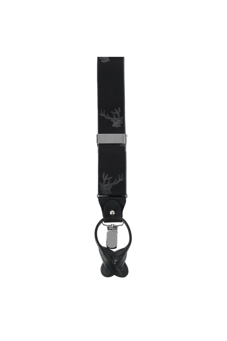 Men's Stag Head Convertible Clip End Suspenders, Alternate, color, Black