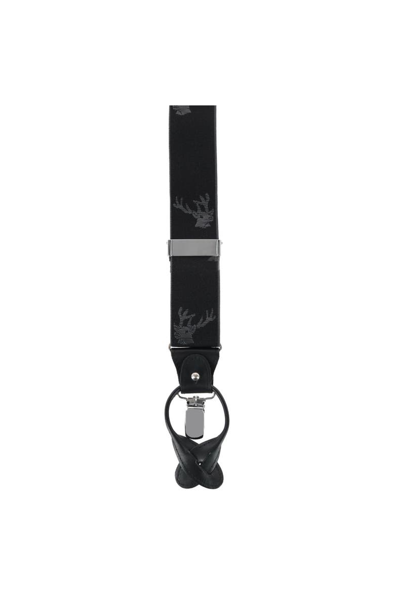 Ascentix Men's Stag Head Convertible Clip End Suspenders, Alternate, color, Black