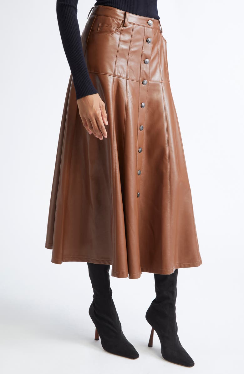 Cinq à Sept Veena Faux Leather Skirt, Alternate, color, Dark Sepia