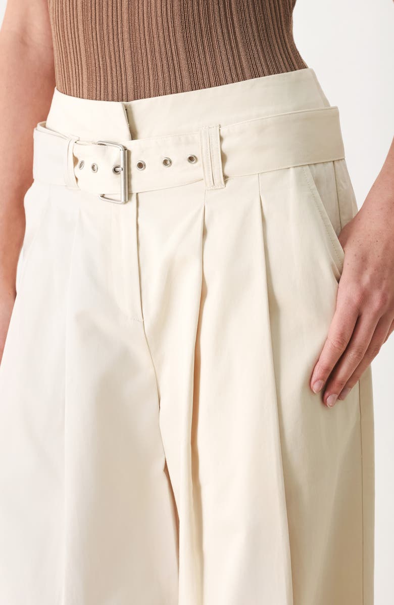 FREEMARKET Belted Wide Leg Cotton Pants, Alternate, color, Ecru