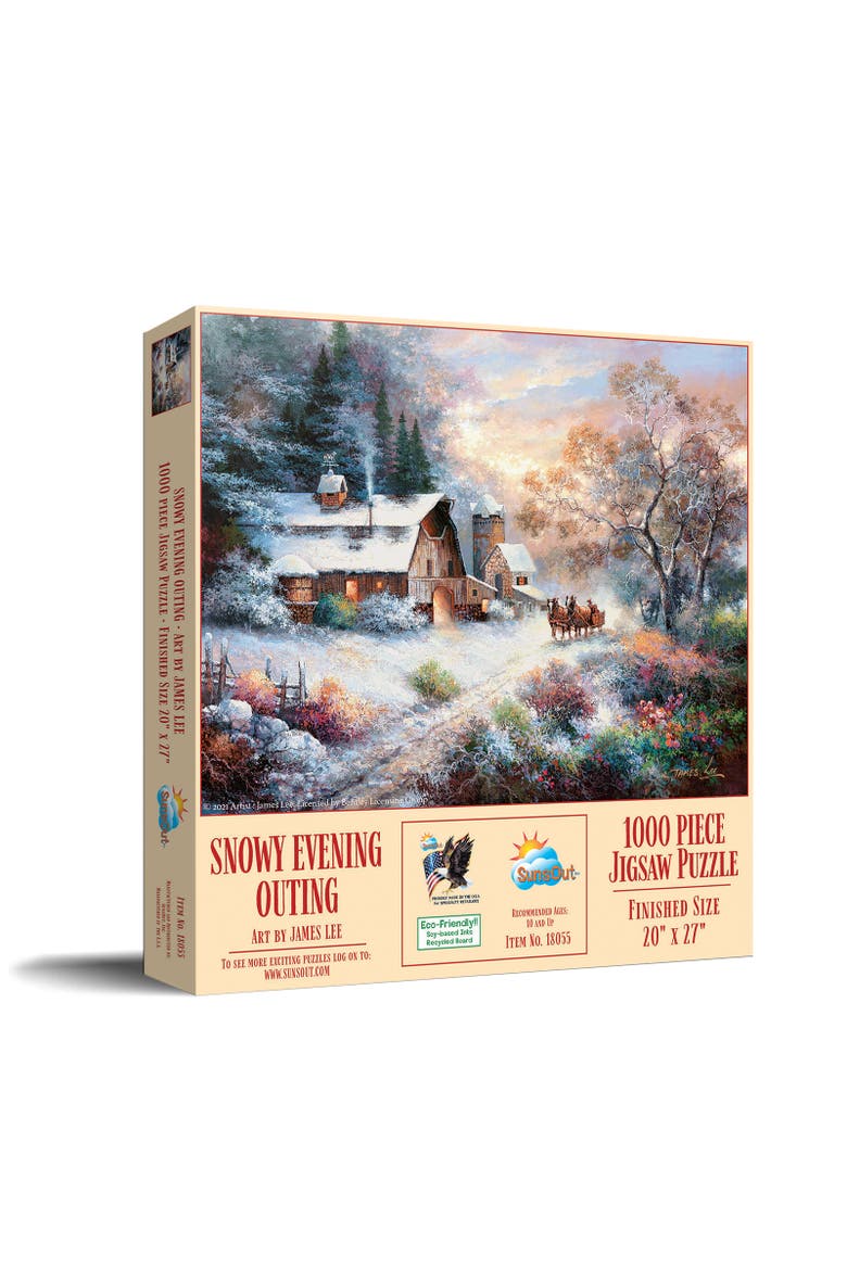 Snowy Evening Outing 1000 piece Jigsaw Puzzle for Adults, Main, color, Multicolor