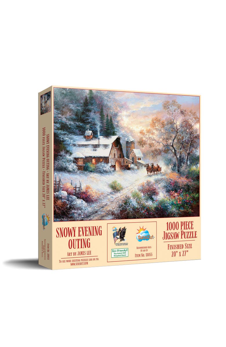 Sunsout Snowy Evening Outing 1000 piece Jigsaw Puzzle for Adults, Main, color, Multicolor