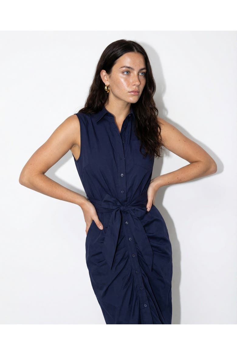 The Sleeveless Wrap Front Dress, Alternate, color, Navy