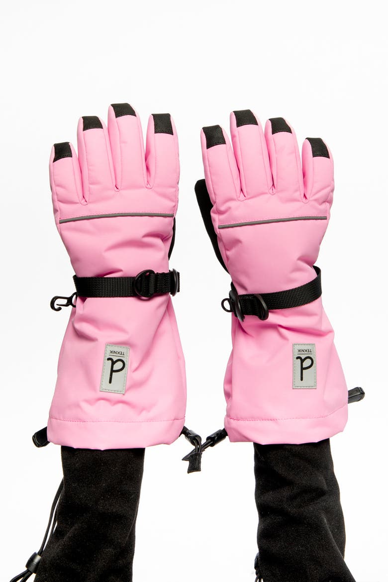 Teknik Wrist Strap Microfiber Lined Winter Gloves, Alternate, color, Pink