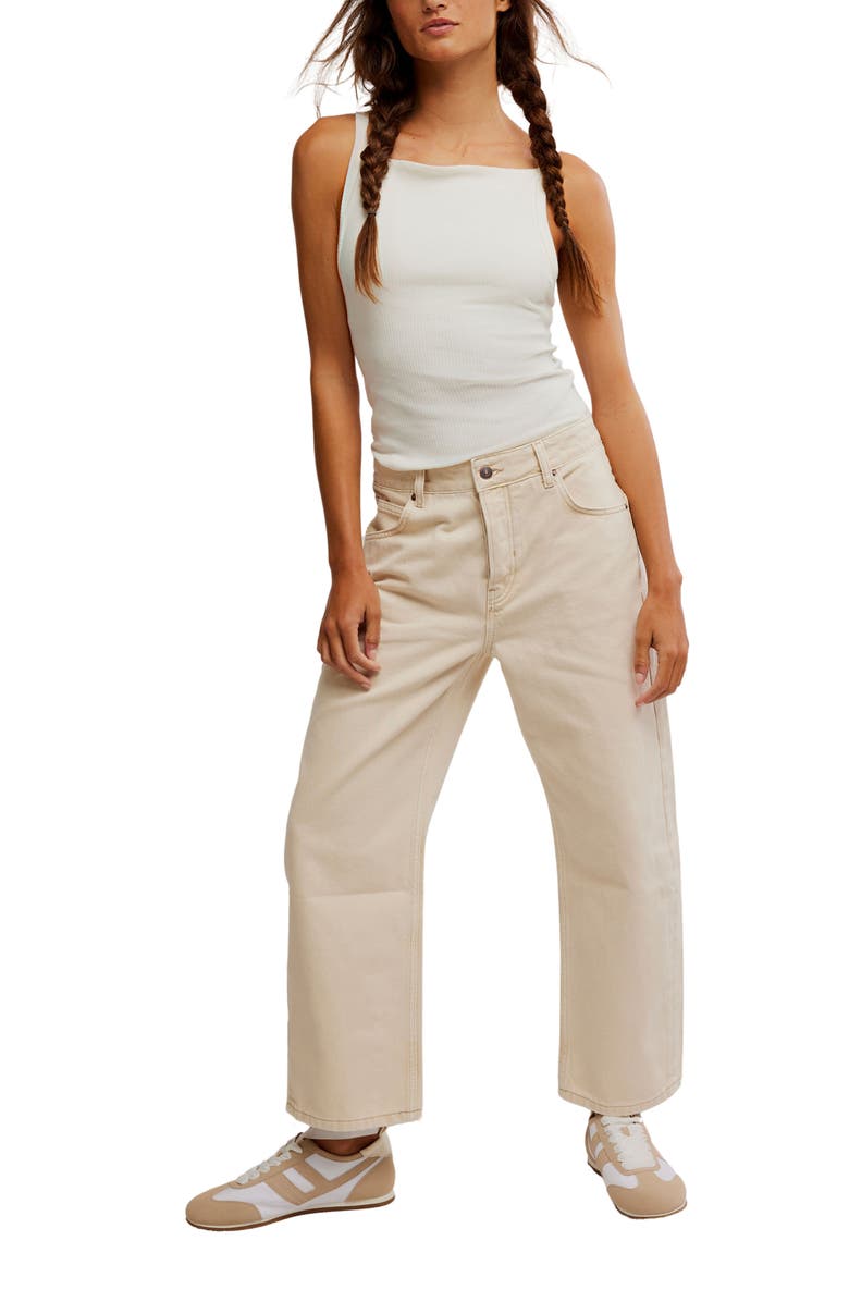 Free People Deep Trance Wide Leg Ankle Jeans, Alternate, color, Casual Khaki