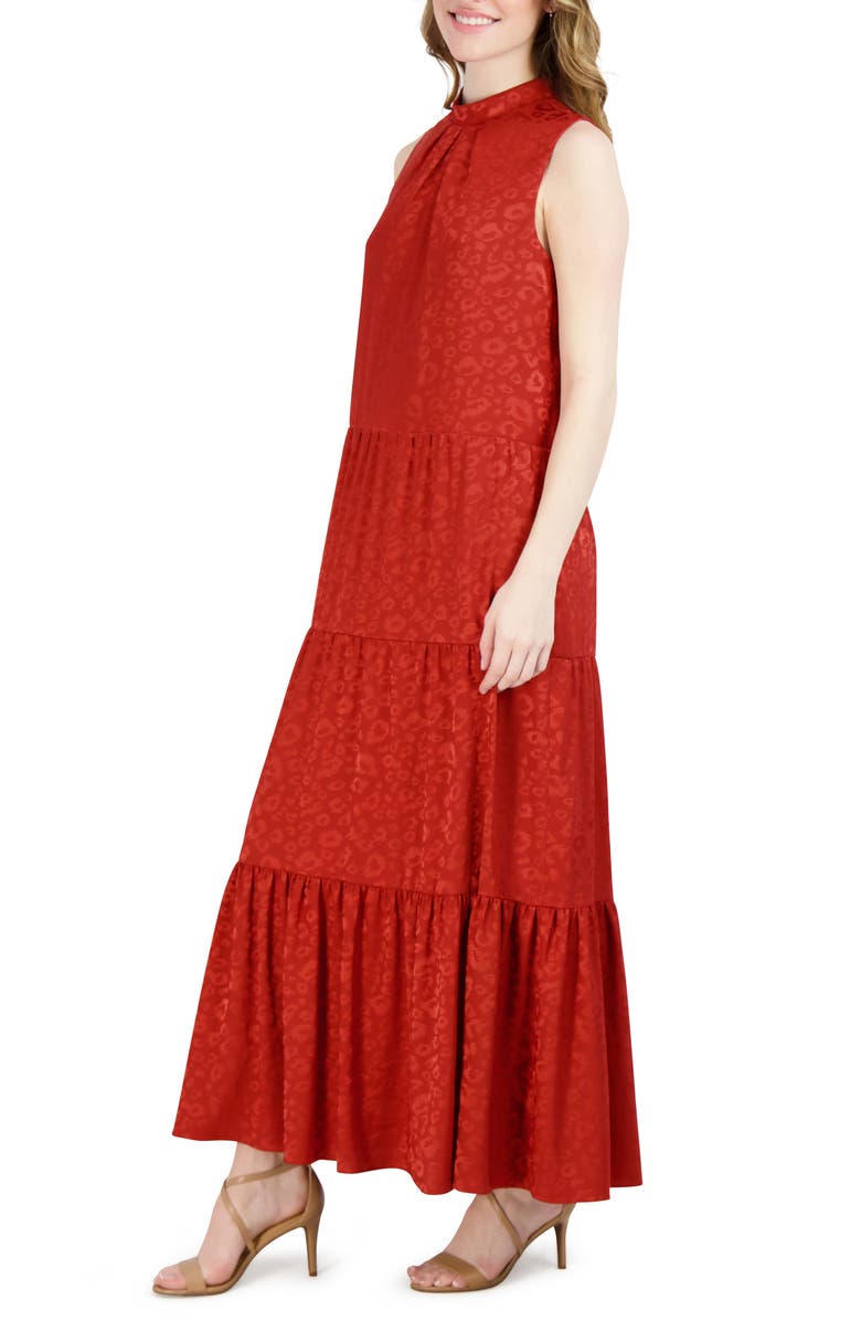 Julia Jordan Tiered Sleeveless Maxi Dress, Alternate, color, Rust