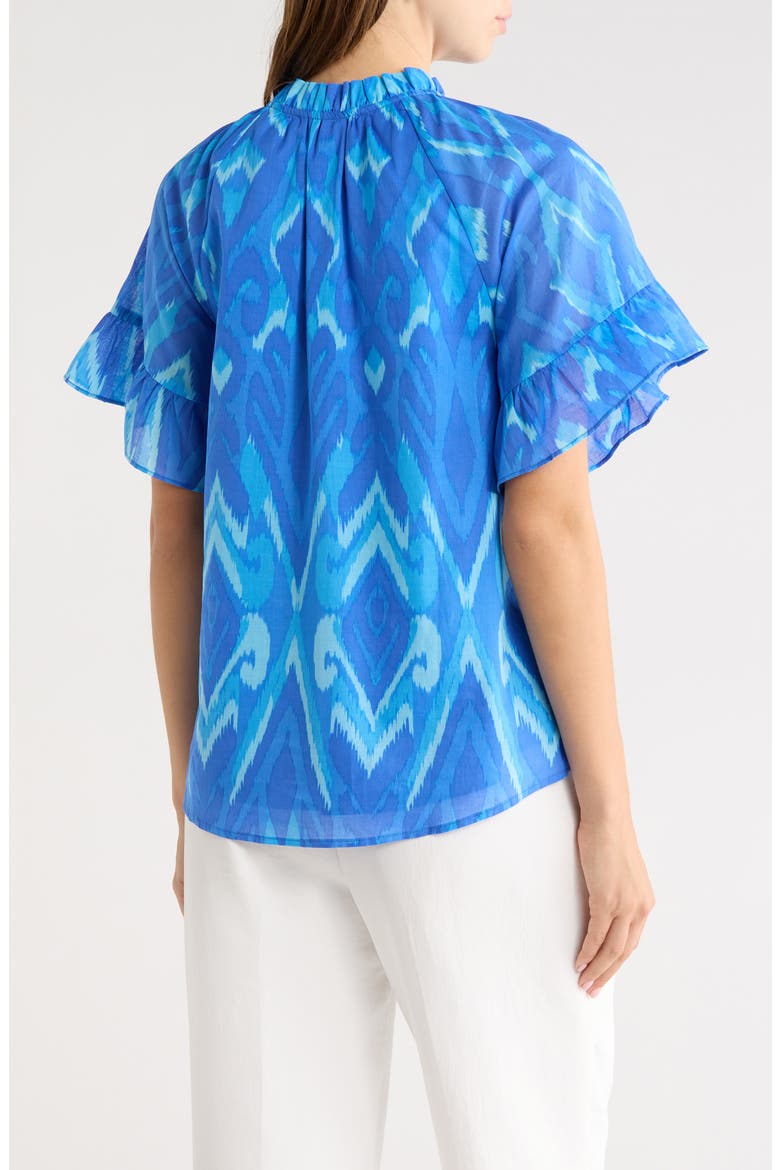 Carys Erie Abstract Cotton Split Neck Top, Alternate, color, BLUES-MULTI