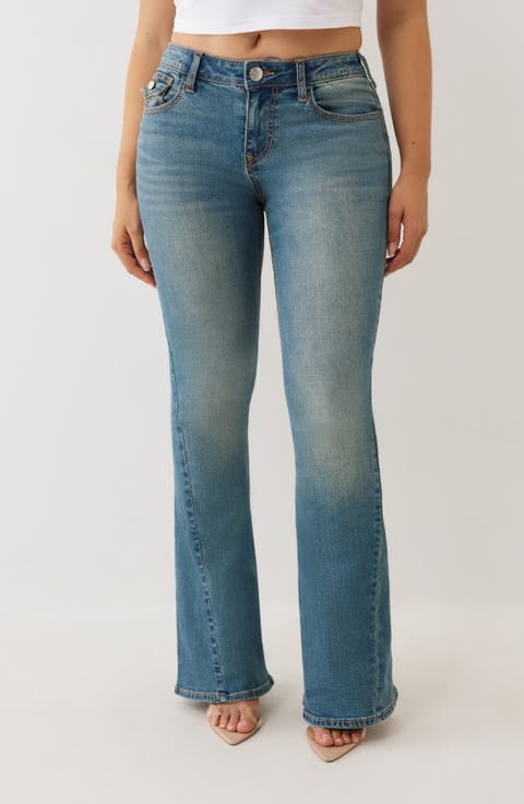 Joey Mid Rise Button Flap Flare Jeans