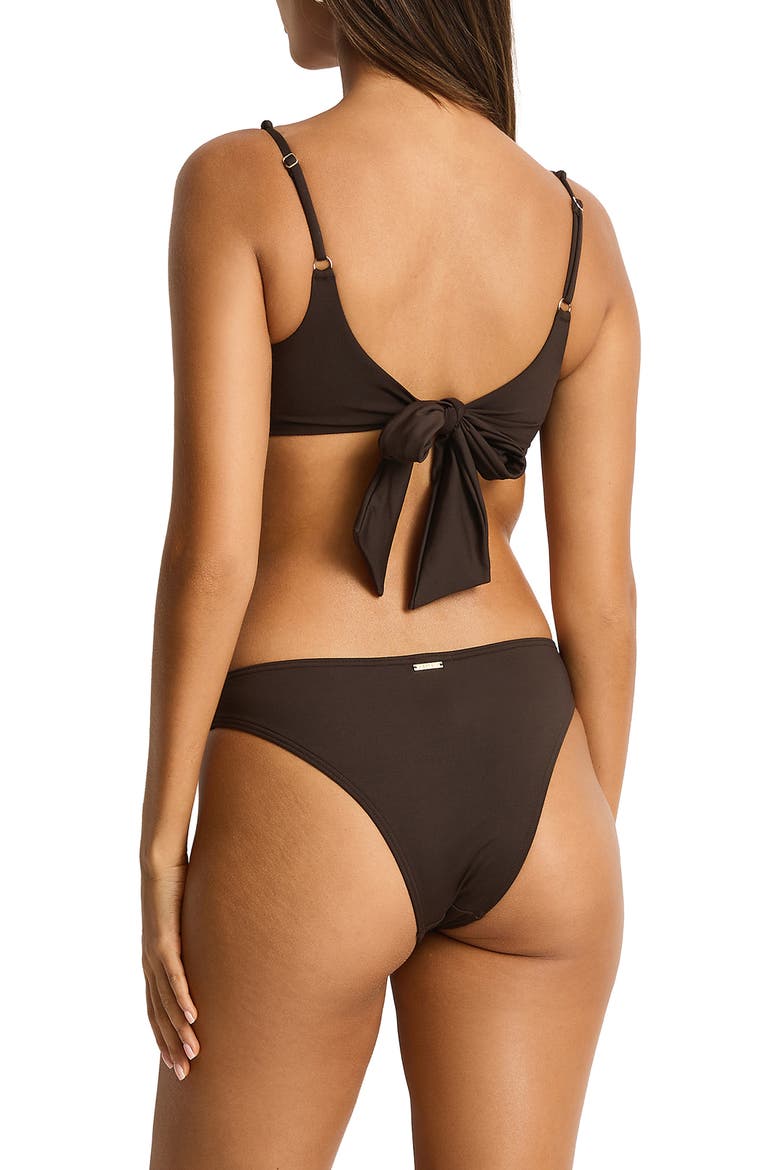 Scoop Neck Tie Back Bikini Top, Main, color, ESPRESSO