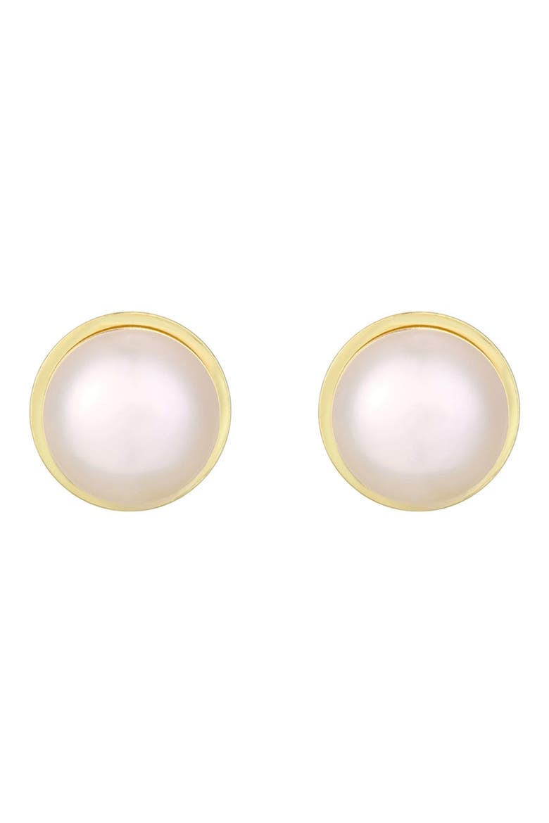 Freshwater Pearl Stud Earrings, Main, color, WHITE/ GOLD