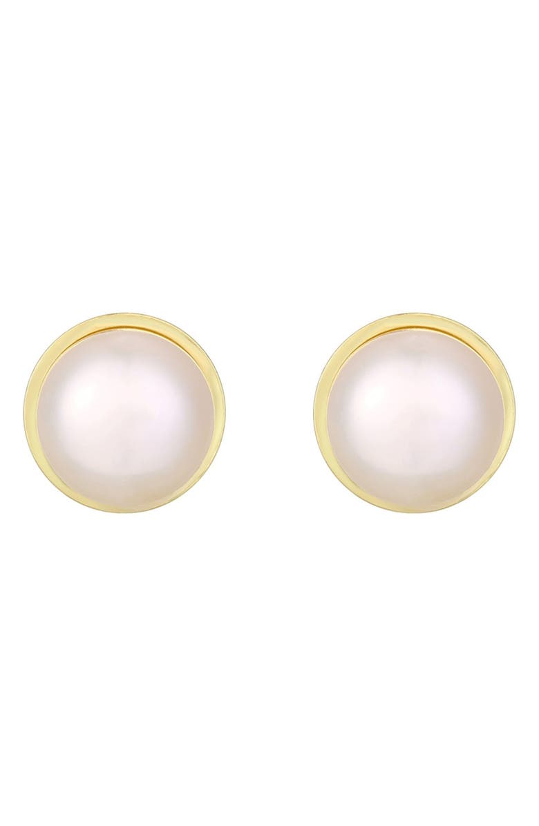 Adornia Freshwater Pearl Stud Earrings, Main, color, White/ Gold
