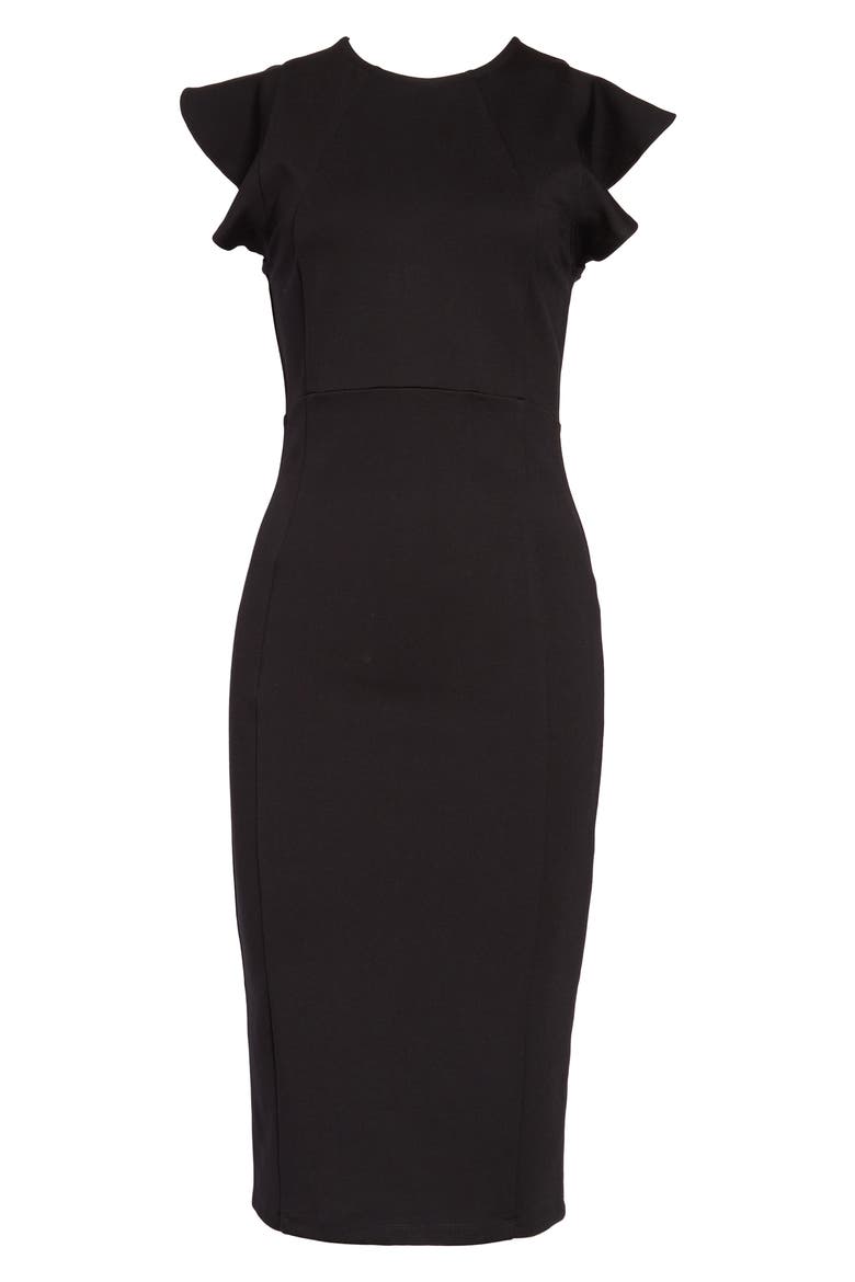 Capriana Ruffle Sheath Dress (Nordstrom Exclusive), Alternate, color, BLACK