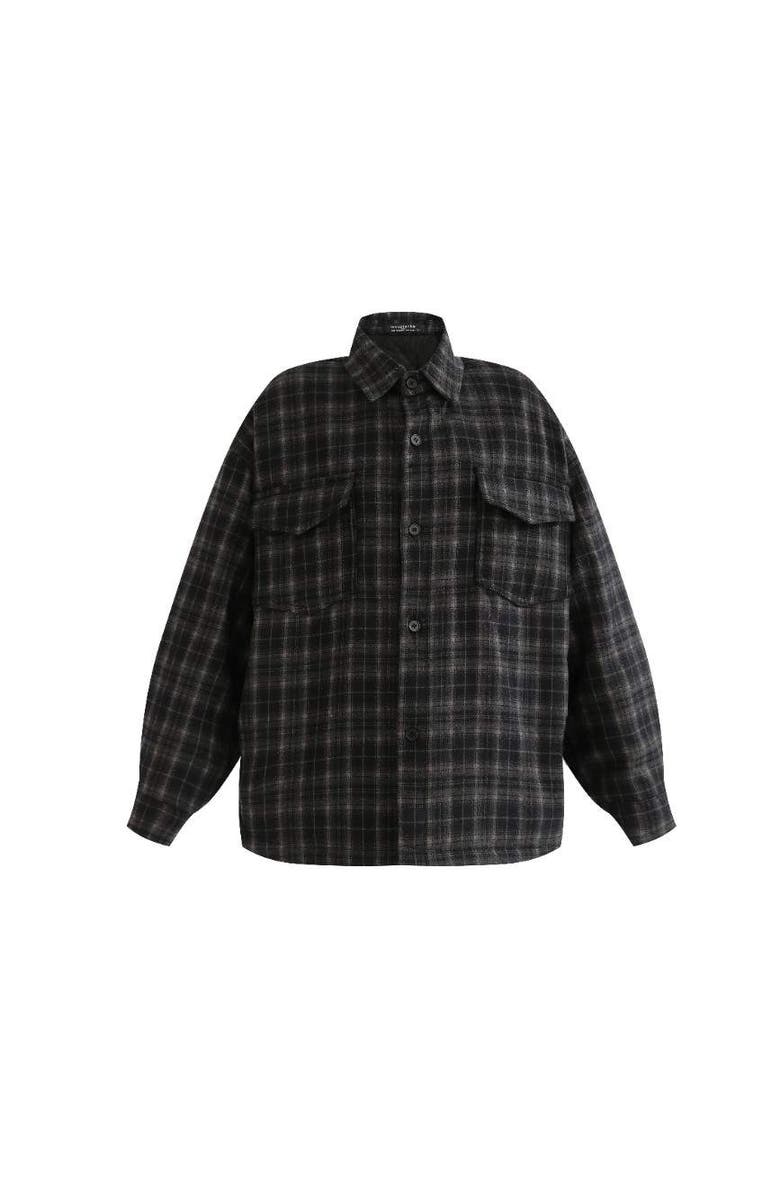 MOUSTACHE Plaid Flannel Shirt, Main, color, Black